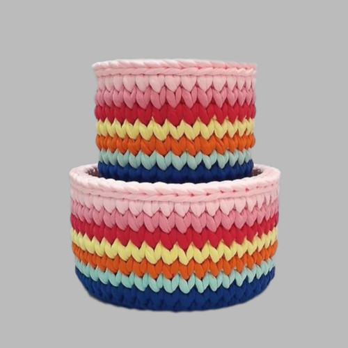 سبد قلاب بافی تریکو طرح سنتی کد 55 مجموعه 2 عددی